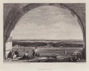 Damaskus (farge litho) av Augustus Wall (after) Callcott