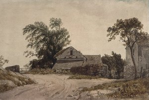 Hytter langs veien (tegning)