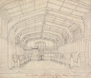 Chapel of the Archbishop's Palace, Croydon: Utsikt fra East End av Augustus Welby Northmore Pugin