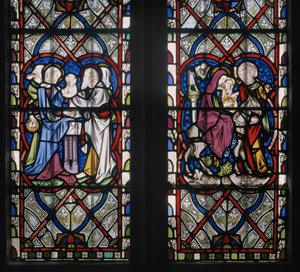 Lady Chapel Window med scener fra Jomfruens liv, detalj, 1851 (farget glass) av Augustus Welby Northmore Pugin