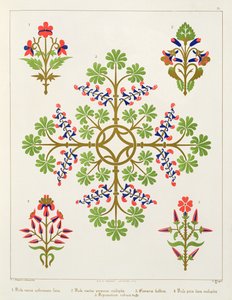Rosemotiv tapetdesign, trykt av M. und N. Hanhart av Augustus Welby Northmore Pugin