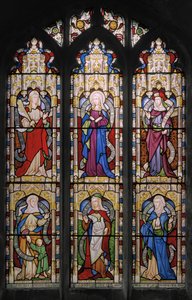 Ruth, Jomfru Maria, Sarah, Hannah, Dorcas og Anne, 1852 (farget glass) av Augustus Welby Northmore Pugin