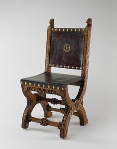 X-Frame Chair, laget av John Webb, ca. 1847 (eik, lær og messing)
