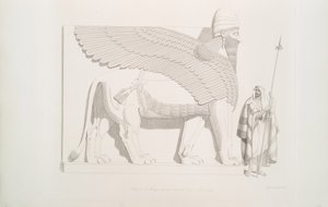 En bevinget løve med menneskehode fra Nimroud [Calah], 1849