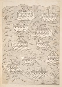 Fiender av assyrerne som søker tilflukt i skip (Kouyunlik), fra Monuments of Nineveh, pub. 1849 av Austen Henry Layard