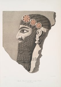 Hodet til en bevinget skikkelse iført diadem, 1849 av Austen Henry Layard