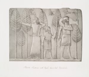 Jegere med gaselle, hare og fugler (Khorsabad) av Austen Henry Layard