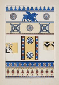 Malte ornamenter fra Nimroud, fra Monuments of Nineveh, pub. 1849 av Austen Henry Layard