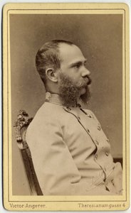 Portrett av keiseren Francois Joseph av Østerrike (1830-1916) og kongen av Ungarn (1867-1916), fra huset til Habsburg-Lorraine. Fotografi av Victor Angerer-verkstedet i Wien.