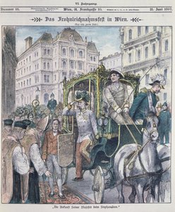 Keiser Franz Josef av Østerrike ankommer St. Stefans katedral i Wien for å feire festen for Corpus Christi (Fronleichnam), 1897; av Austrian School