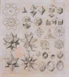 Geometriske former, fra Harmonices Mundi av Johannes Kepler (1571-1630) publisert i Linz, 1619 av Austrian School
