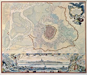 Plan over byen Wien, etter en gravering fra 1720 (gravering) av Austrian School
