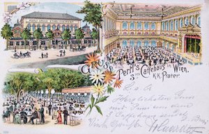 Postkort fra Pertls Coffee house i Prater, Wien, 1901 av Austrian School