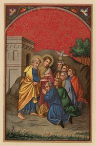 De hellige Peter og Johannes i Samaria (kromolitt) av Austrian School