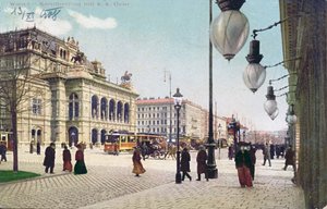 Kaerntnerring og den keiserlige og kongelige opera i Wien, 1908 av Austrian School