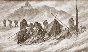 Riven er forstørret under en snøstorm, 1876 av Austrian School