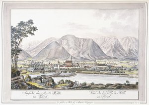 Utsikt over Hall in Tirol, 1779-1792 av Austrian School