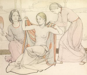The Bathers (akvarell og blyant) av Averil Mary Burleigh