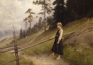 Dairymaid (olje på lerret) av Axel Hjalmar Ender
