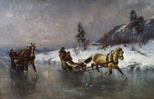Kanefart på isen (olje på lerret)