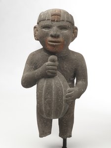 Mann som bærer en kakaopl, 1440-1521 (vulkanstein med spor av rødt pigment)