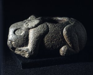 Aztec kunst: Ometochtli, gud kaninsjef for drukkenskap. av Aztec Aztec