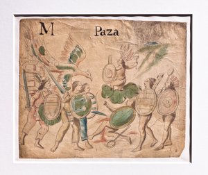 Codex Lienzo de Tlaxcala / Kampf zwischen Kriegern