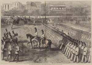 The Volunteer Review i Hyde Park, de frivillige som marsjerer forbi Hennes Majestet
