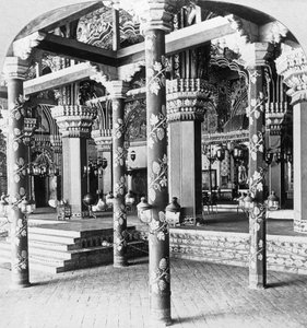 Mahratta durbar hall, Palace of the Princess of Tanjore, Tanjore Thanjavur, India, 1901.