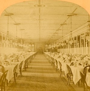 Dining Hall, Grand Union Hotel, Saratoga, største spisesal i verden, 1882.