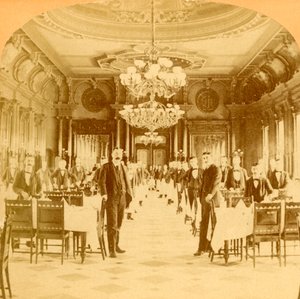 The Great Dining Hall, Windsor Hotel, sies å være den fineste i verden, Montreal, Canada, 1894.