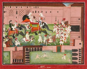 M. Balwant Singh med oberst Borthwick, datert 1825. av Baijnath