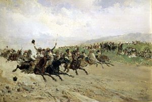 Andalusia: Hesteveddeløp på en messe, sent på 1800-tallet av Baldomero Calopre y Gimenez