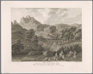 Utsikt over Roccagiovine Rocca Giovine (tittel på objekt) Suite de VI vues des Environs de Rome (...) (serietittel)
