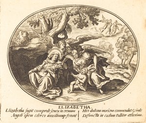 The Flight of Saint Elizabeth med spedbarnet Saint John av Balthasar Moncornet