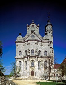 Utsikt over fasaden til klosteret av arkitekt Johann Balthasar Neumann (1687-1753) Neresheim, Tyskland