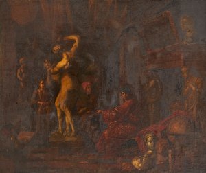 I kunstnerens studio (olje på lerret) av Balthasar van den (attr.to) Bossche