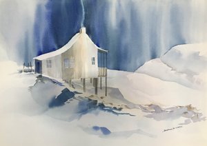 Ingen plass, ca. 1960–70 (akvarell på papir) av Barbara Cleary