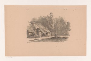 Våningshus med vogn Landskapsstudier sjette avsnitt (serietittel) av Barend Cornelis Koekkoek