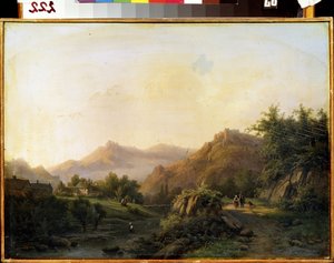 Landskap med en måte. Maleri av Barend Cornelis Koekkoek (1803-1862). Olje på lerret. nederlandsk kunst. M. Kroshitsky kunstmuseum, Sevastopol (Sevastopol), Ukraina av Barend Cornelis Koekkoek