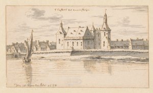 Utsikt over slottet i Ravenstein, Nord-Brabant