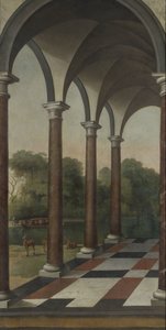 Kolonnade som gir seg til en park av Barent Fabritius (attributed to)