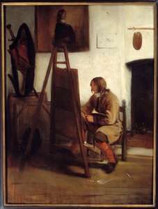 En ung maler i hans verksted Maleri av Barent Fabritius (1624-1673)