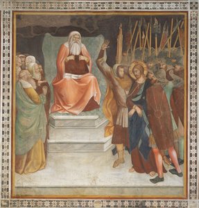 Scene fra Det nye testamente: Jesus før Kaifas (fresco)