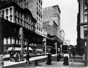 Forhøyede spor på Wabash Avenue, Chicago, Illinois, USA