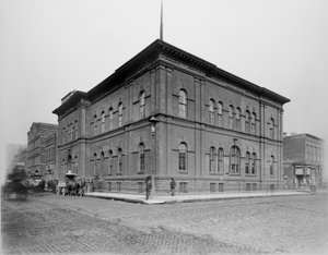 Harrison Street politistasjon, Chicago, Illinois, USA, ca. 1900 (s/hvitt-bilde) av Barnes and Crosby