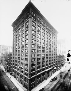 Marquette Building, Chicago, Illinois, USA, ca. 1900 (s/hvitt-bilde)