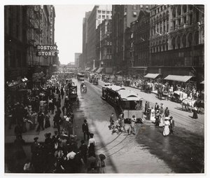 State Street, Chicago, Illinois, USA, ca. 1905 (s/hvitt-bilde) av Barnes and Crosby
