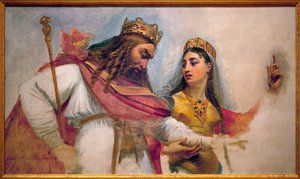 Clovis og Clothilde; Clovis I, kongen av frankerne (466-511) og hans kone Clothilde (St. Clothilde) (475-545), som konverterte ham til den katolske troen.