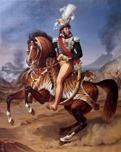 Rytterportrett av Joachim Murat (1767-1815) Kongen av Napoli til Napoli med utsikt over Vesuvio (Vesuvio) Maleri av Antoine Jean Gros (1771-1835) 1800-talls søn. 3,43x2,8 m - Ridesportrett av Joachim Murat (1767-1815), kongen av Napoli i Napoli
